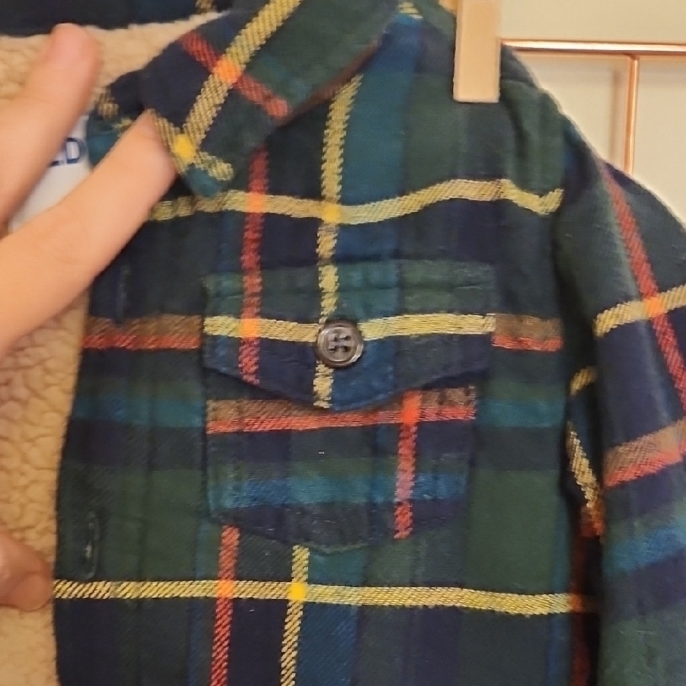 Old Navy Multicolor Plaid Sherpa Jacket, Size 12-18M - Picture 7 of 10
